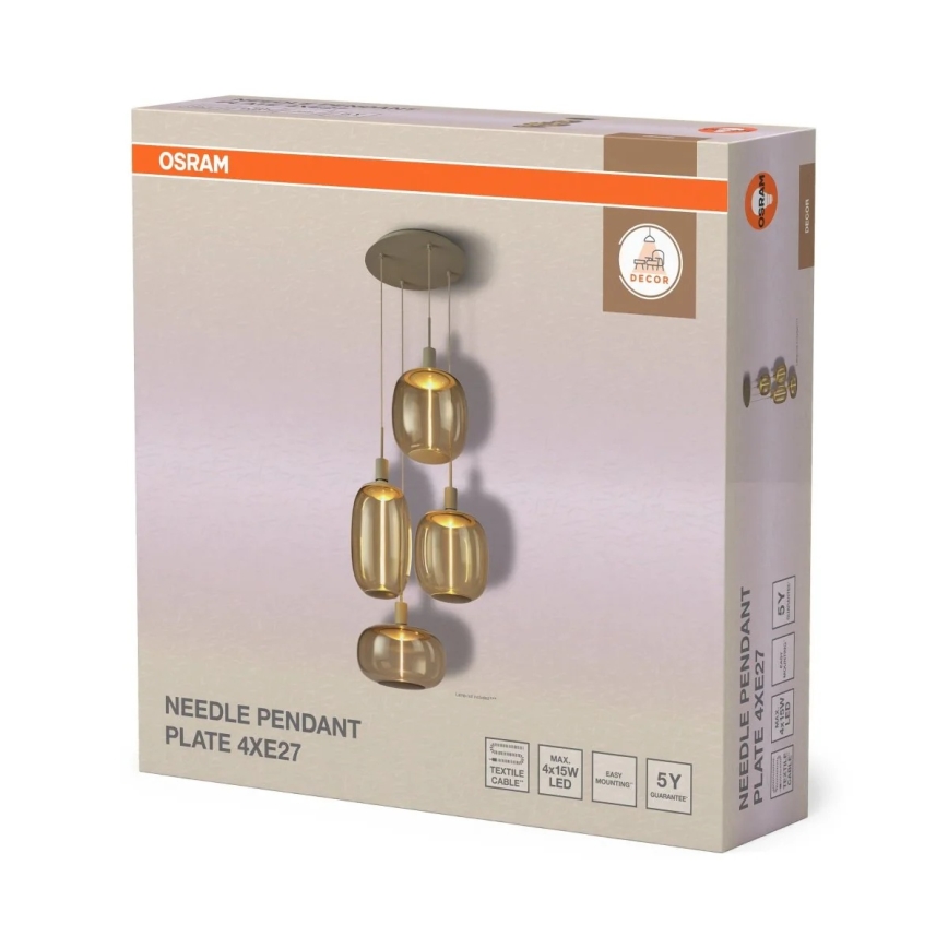 Osram - Maitinimo kabelis NEEDLE PENDANT 4xE27/25W/230V smėlio spalvos