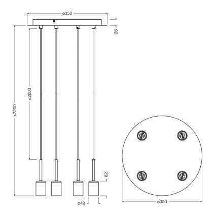Osram - Maitinimo kabelis NEEDLE PENDANT 4xE27/25W/230V smėlio spalvos