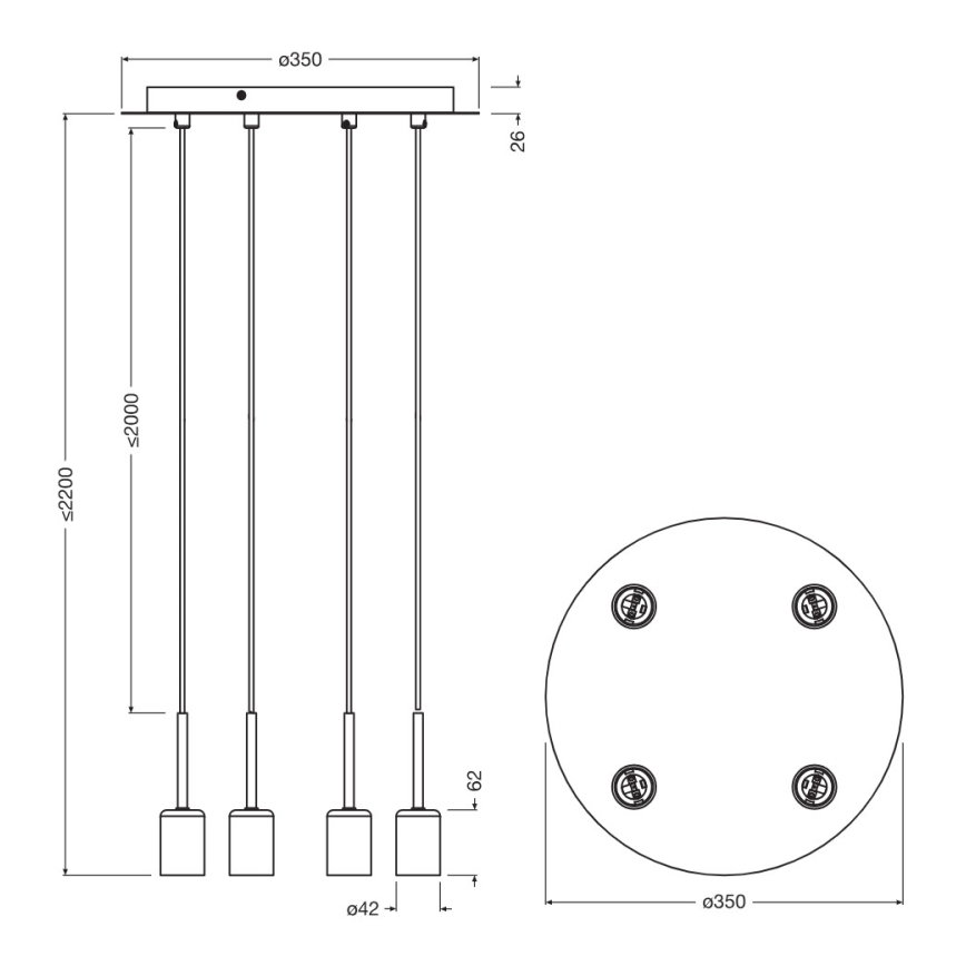 Osram - Maitinimo kabelis NEEDLE PENDANT 4xE27/25W/230V smėlio spalvos