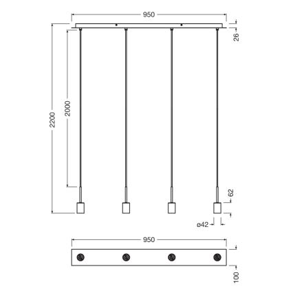 Osram - Maitinimo laidas NEEDLE PENDANT 4xE27/25W/230V antracitas