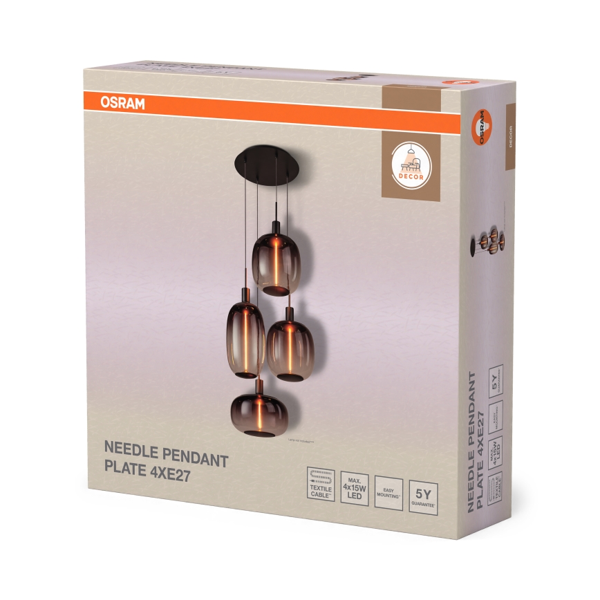 Osram - Maitinimo laidas NEEDLE PENDANT 4xE27/25W/230V, antracito spalva