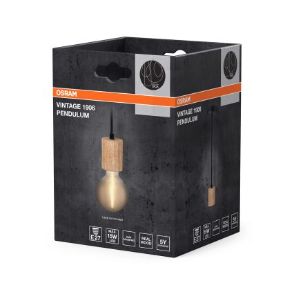 Osram - Maitinimo laidas PENDULUM CYLINDER 1xE27/15W/230V medinis