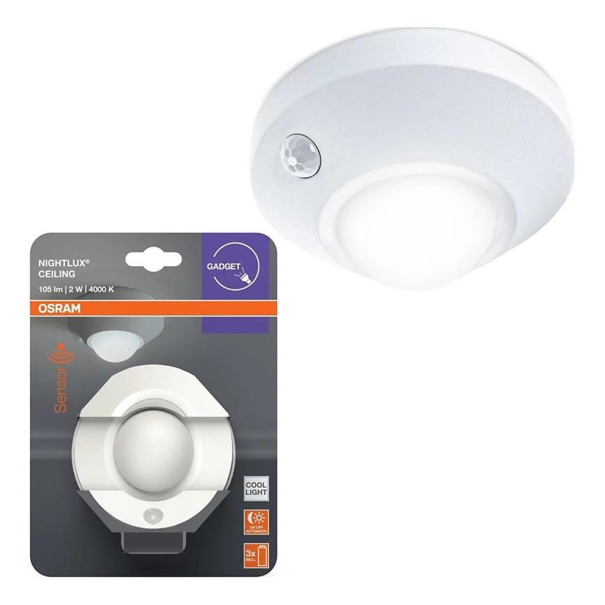 Osram - NIGHTLUX LED orientacinis šviestuvas su jutikliu LED/2W/3xAA baltas