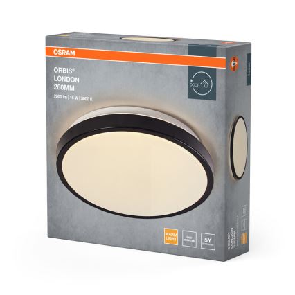 Osram - ORBIS LONDON LED lubų šviestuvas, 16W/230V, skersmuo 28 cm, juodas