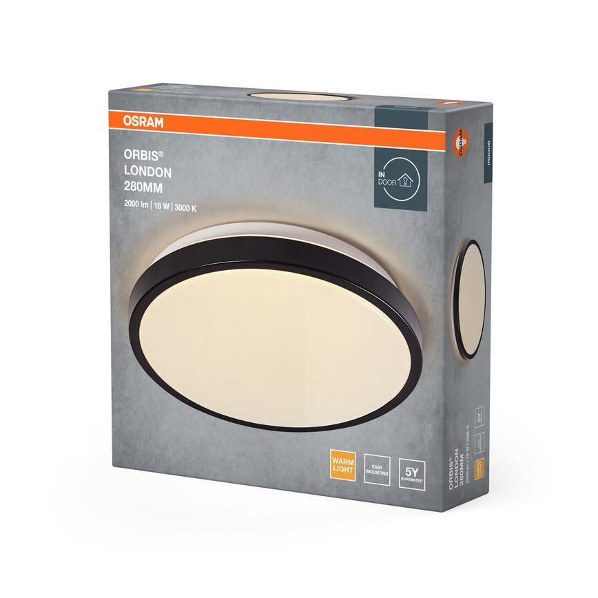 Osram - ORBIS LONDON LED lubų šviestuvas, 16W/230V, skersmuo 28 cm, juodas