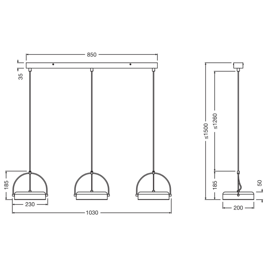 Osram - pakabinama LED liustra ant laido DECOR PUCK 3x LED/12 W/230 V CRI 90 juoda