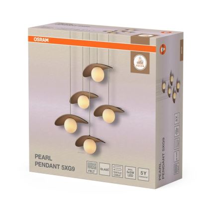 Osram - Pakabinama liustra ant laido DECOR PEARL 5xG9/5W/230V smėlio spalvos