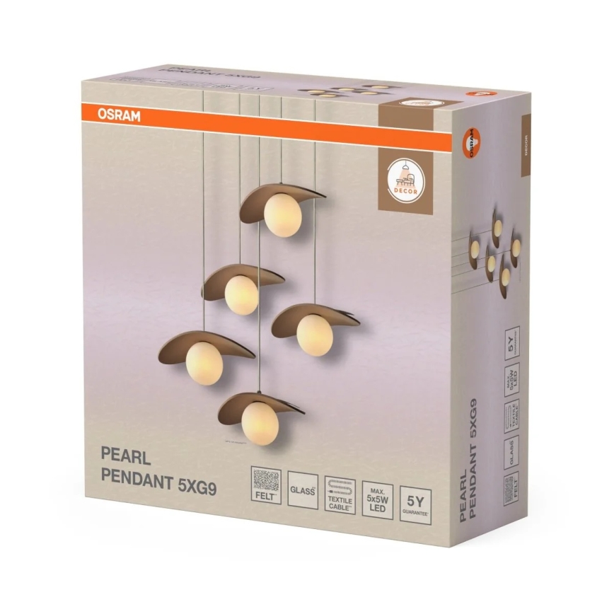 Osram - Pakabinama liustra ant laido DECOR PEARL 5xG9/5W/230V smėlio spalvos
