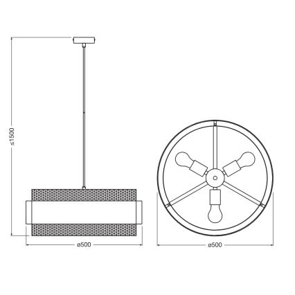 Osram - Pakabinama liustra su laidu DECOR HORNET 3xE27/10W/230V Ø 50 cm juoda/auksinė