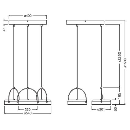 Osram - pakabinamas LED šviestuvas ant laido DECOR PUCK 3xLED/12W/230V juodas