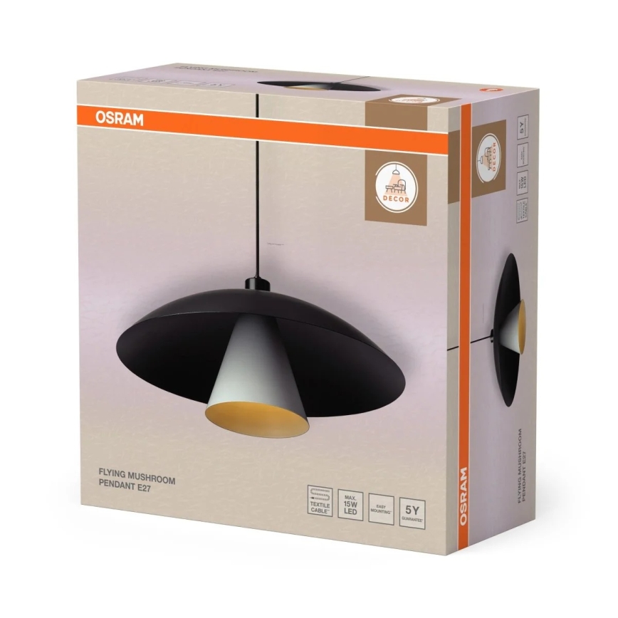 Osram - Pakabinamas šviestuvas ant laido DECOR FLYING MUSHROOM 1xE27/25W/230V, skersmuo 50 cm, juodas