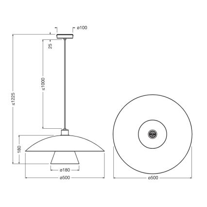 Osram - Pakabinamas šviestuvas ant laido DECOR FLYING MUSHROOM 1xE27/25W/230V, skersmuo 50 cm, juodas