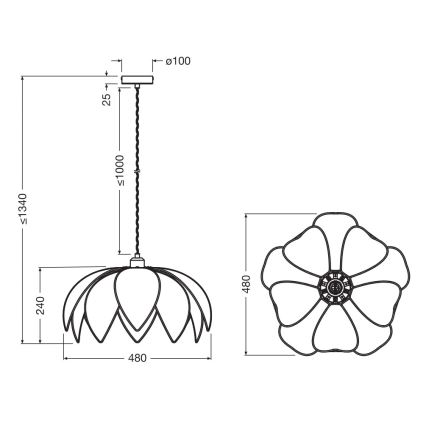 Osram - Pakabinamas šviestuvas ant laido DECOR RATTAN 1xE27/15W/230V, skersmuo 48 cm, smėlinė/juoda