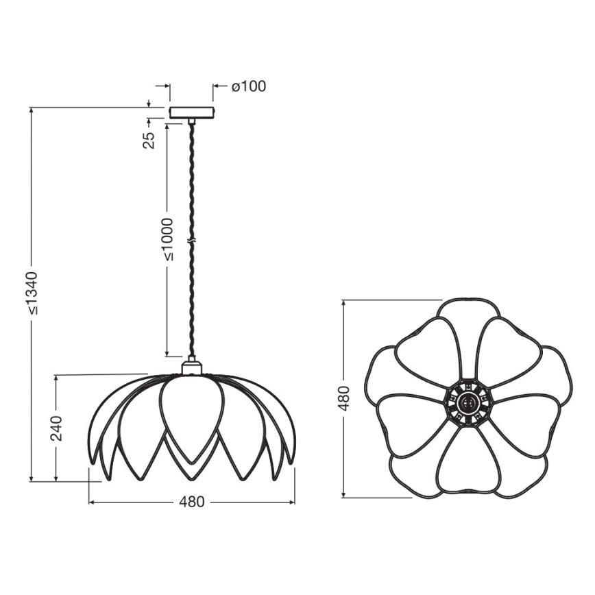 Osram - Pakabinamas šviestuvas ant laido DECOR RATTAN 1xE27/15W/230V, skersmuo 48 cm, smėlinė/juoda