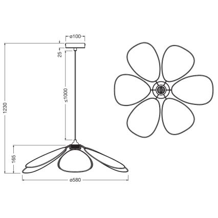 Osram - Pakabinamas šviestuvas ant laido DECOR RATTAN 1xE27/15W/230V skersmuo 58 cm smėlinė/juoda