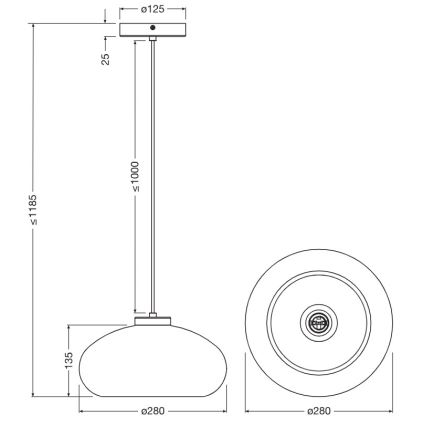 Osram - pakabinamas šviestuvas ant laido DECOR SMOKE 1xE27/12W/230V Ø 28 cm juodas/dūminė pilka