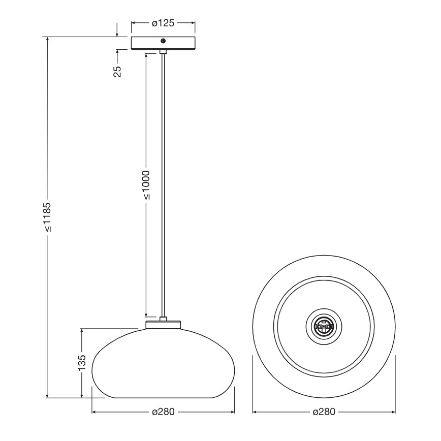 Osram - pakabinamas šviestuvas ant laido DECOR SMOKE 1xE27/12W/230V Ø 28 cm juodas/dūminė pilka