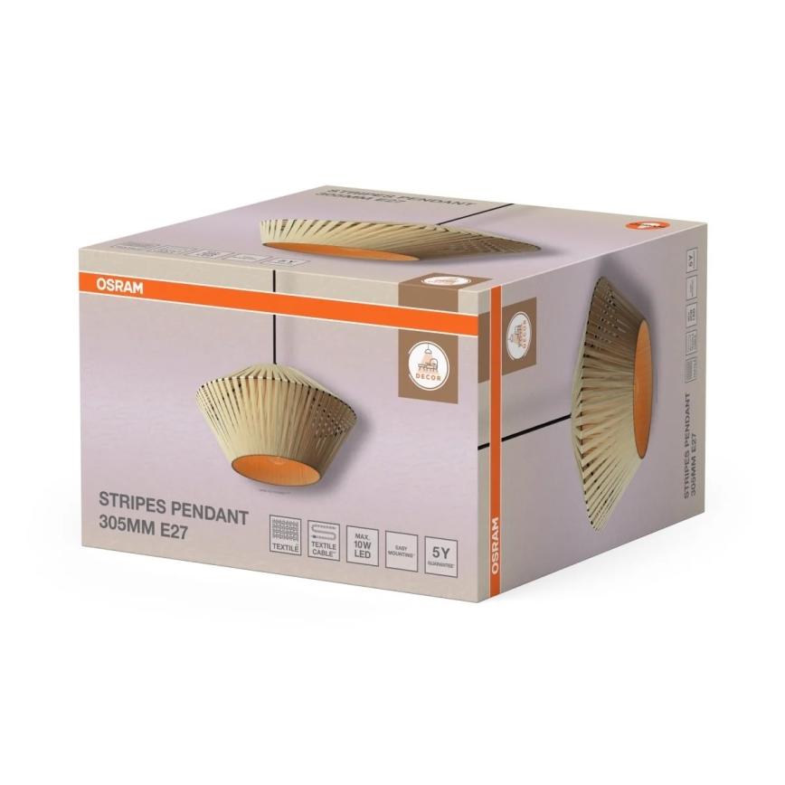 Osram - Pakabinamas šviestuvas ant laido DECOR STRIPES 1xE27/10W/230V skersmuo 30,5 cm smėlio spalvos