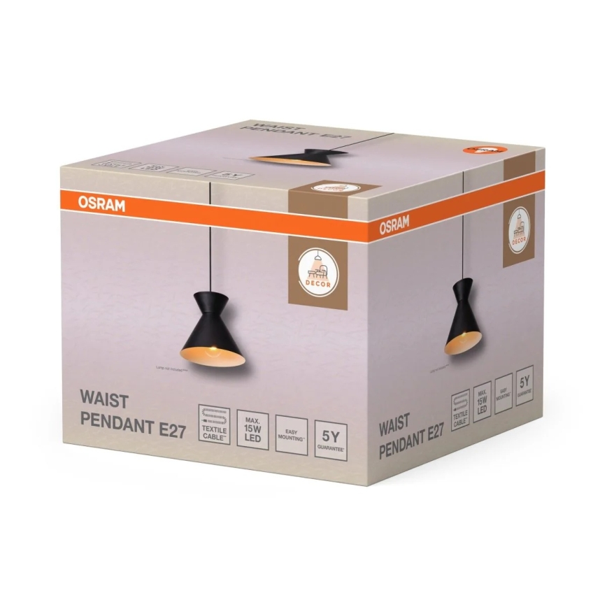 Osram - Pakabinamas šviestuvas ant laido DECOR WAIST 1xE27/40W/230V juodas