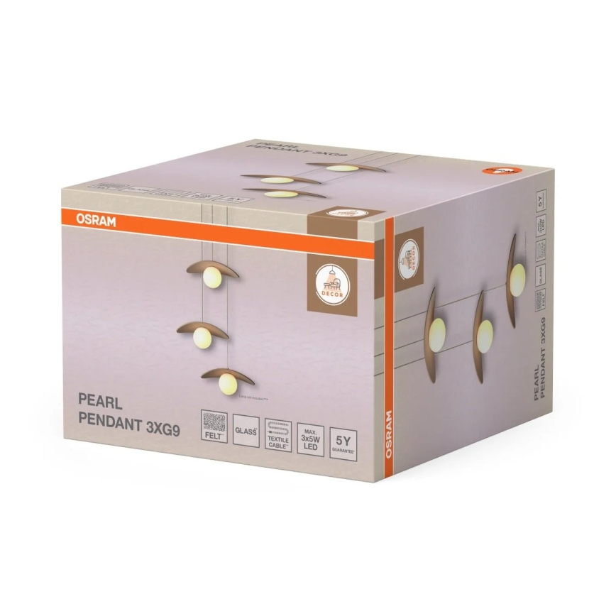 Osram - pakabinamas šviestuvas su laidu DECOR PEARL 3xG9/5W/230V smėlio spalvos