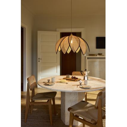 Osram - Pakabinamas šviestuvas su laidu DECOR RATTAN 1xE27/15W/230V skersm. 67 cm smėlinė/juoda