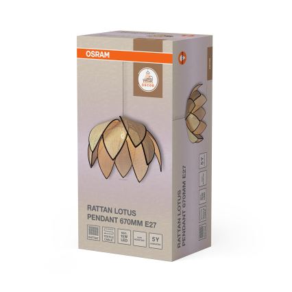 Osram - Pakabinamas šviestuvas su laidu DECOR RATTAN 1xE27/15W/230V skersm. 67 cm smėlinė/juoda