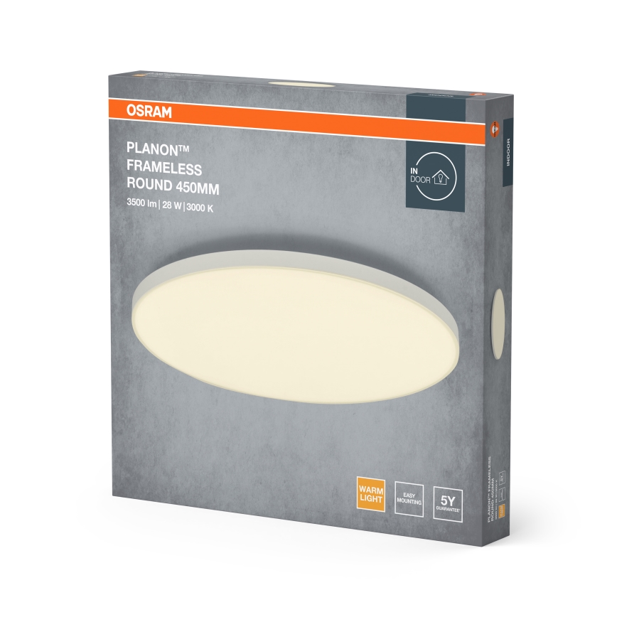 Osram - PLANON prie paviršiaus montuojama LED panelė, 28 W, 230 V, 3000 K, Ø 45 cm, balta