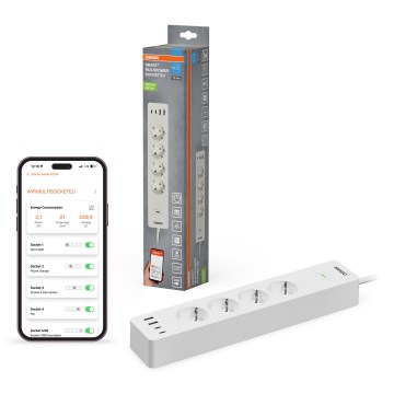 Osram - Prailginimo laidas SMART+ 4Z F tipo + 2xUSB-A + 2xUSB-C Wi-Fi