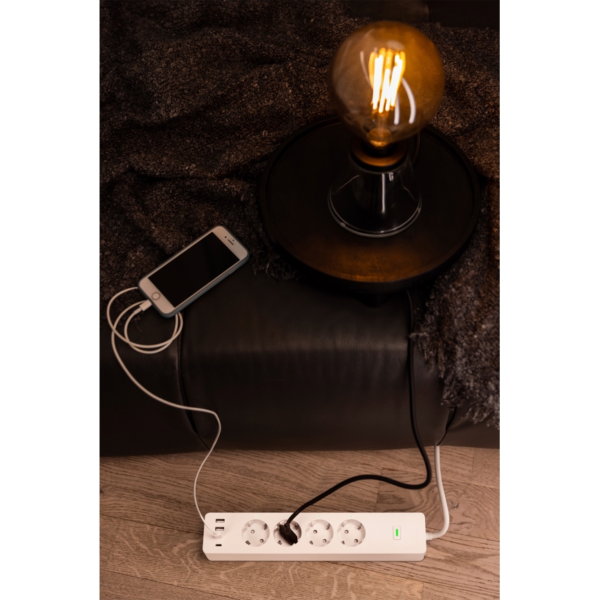 Osram - Prailginimo laidas SMART+ 4Z F tipo + 2xUSB-A + 2xUSB-C Wi-Fi