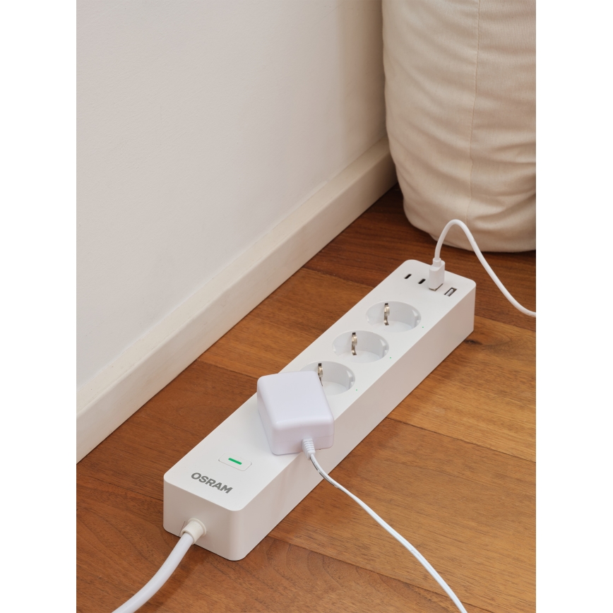 Osram - Prailginimo laidas SMART+ 4Z F tipo + 2xUSB-A + 2xUSB-C Wi-Fi
