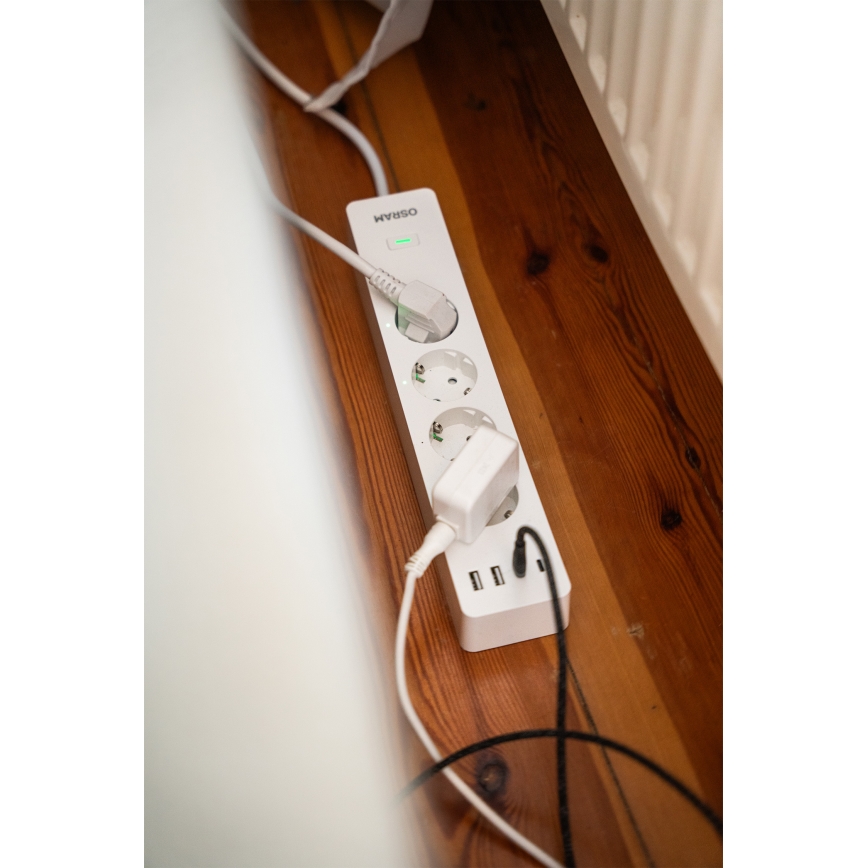 Osram - Prailginimo laidas SMART+ 4Z F tipo + 2xUSB-A + 2xUSB-C Wi-Fi