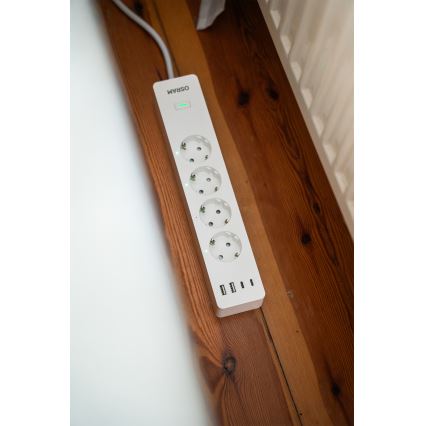 Osram - Prailginimo laidas SMART+ 4Z F tipo + 2xUSB-A + 2xUSB-C Wi-Fi