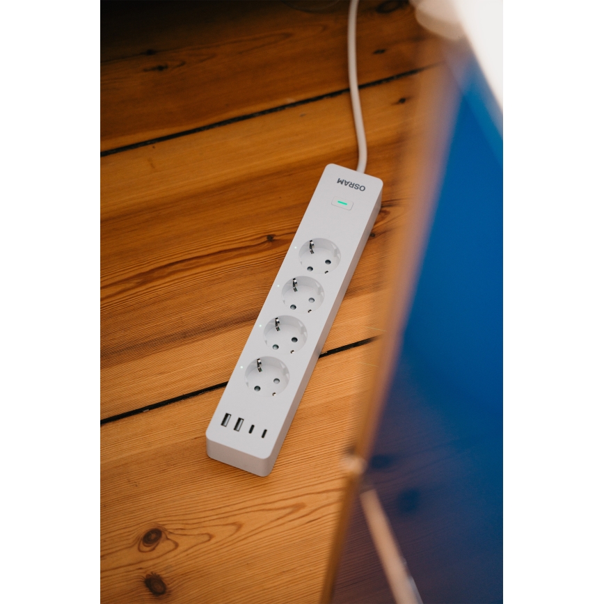Osram - Prailginimo laidas SMART+ 4Z F tipo + 2xUSB-A + 2xUSB-C Wi-Fi