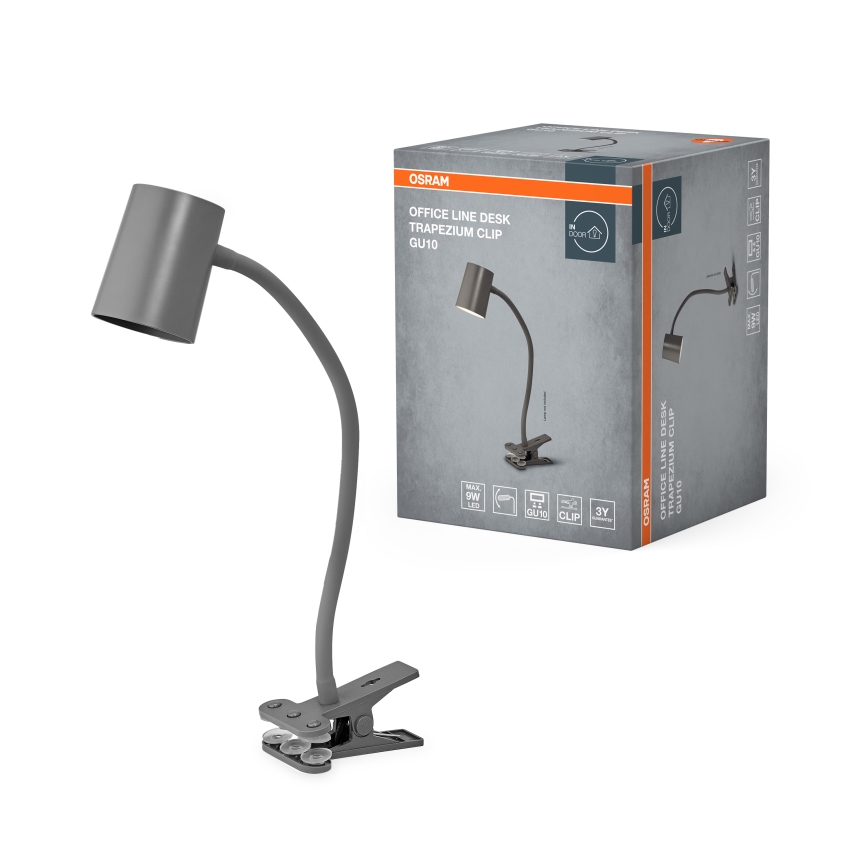 Osram - Prisegama stalinė lempa DESK LINE 1xGU10/9W/230V pilka
