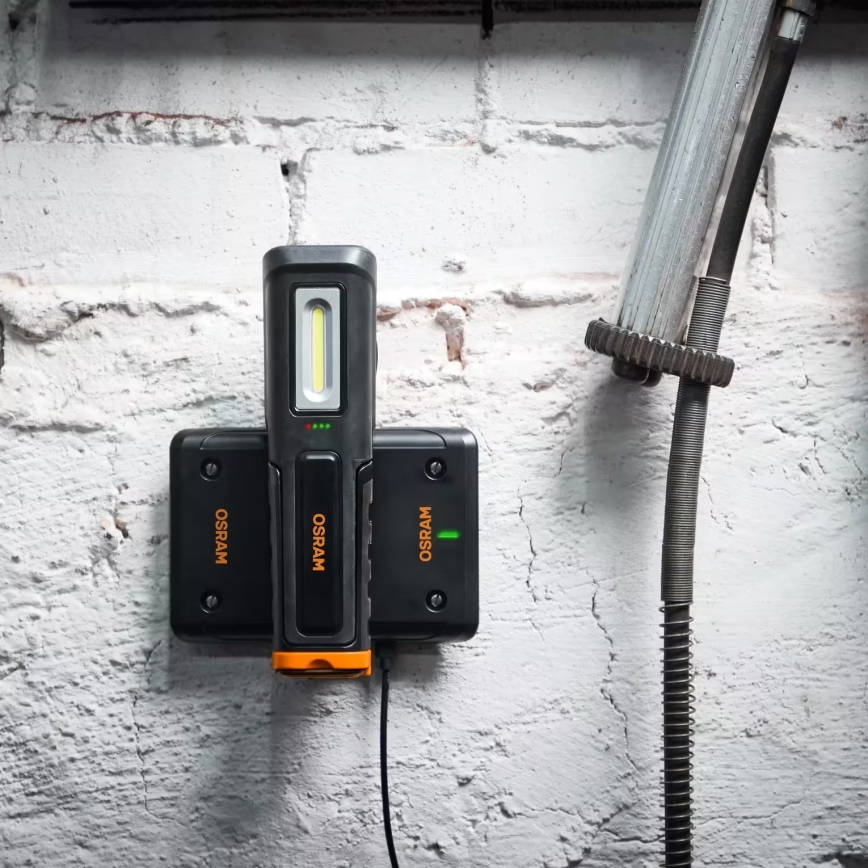 Osram - reguliuojamo ryškumo įkraunama inspekcinė LED lempa LEDINSPECT WIRE-FREE PRO 600 LED/5W/3,7V IP54