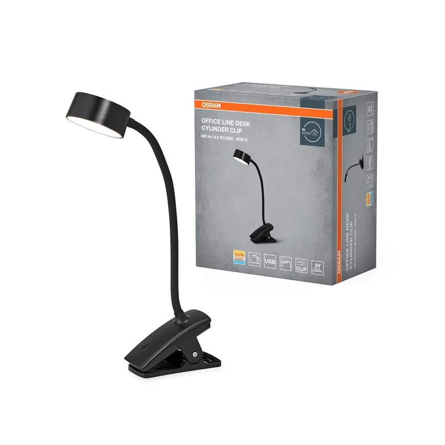 Osram - reguliuojamas LED stalinis šviestuvas su spaustuku OFFICE LINE LED/4,8W/230V 3000/4000/6500K juodas
