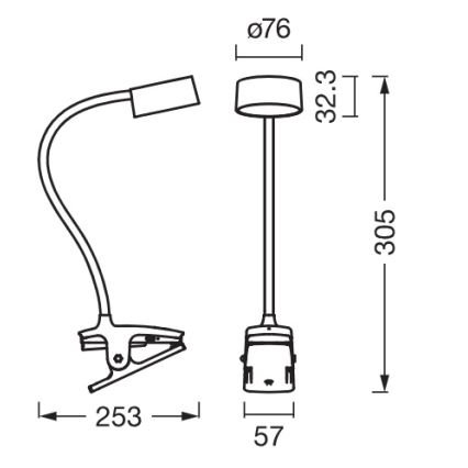 Osram - reguliuojamas LED stalinis šviestuvas su spaustuku OFFICE LINE LED/4,8W/230V 3000/4000/6500K juodas