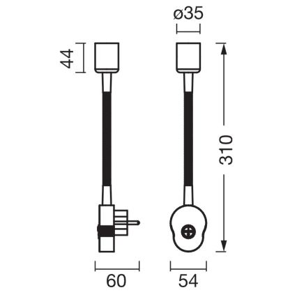 Osram - Reguliuojama sieninė lempa PLUG TUBE FLEX 1xGU10/5W/230V matinis chromas/balta