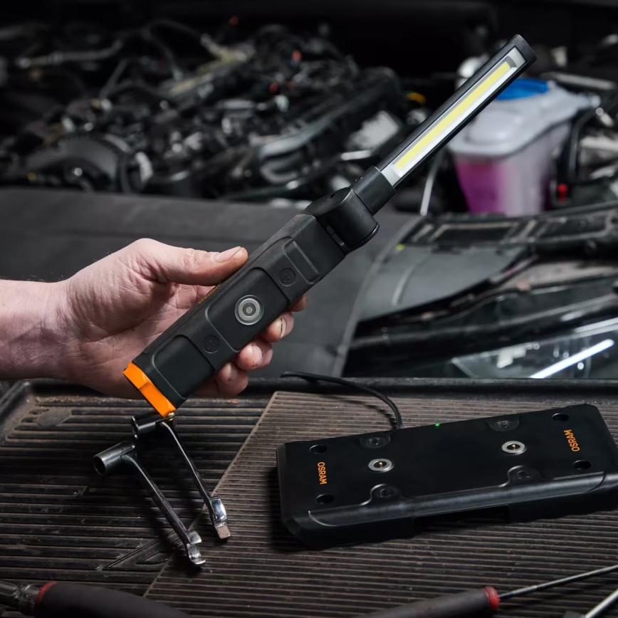 Osram - LED reguliuojamo ryškumo įkraunamas žibintuvėlis LEDINSPECT WIRE-FREE SLIM 600 LED/5W/3,7V IP54 2600 mAh