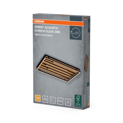 Osram - LED Reguliuojamas lubinis šviestuvas ORBIS ACOUSTIC LED/30W/230V 51x31 cm pušis