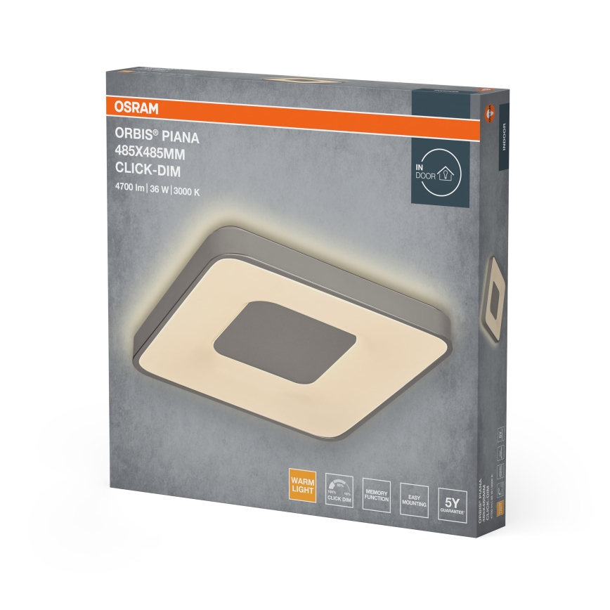 Osram - LED lubinis šviestuvas su reguliuojamu ryškumu ORBIS PIANA LED/36W/230V 48,5x48,5 cm sidabrinis