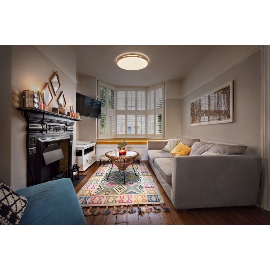 Osram - dimeriu reguliuojamas LED lubų šviestuvas ORBIS WOODBURRY LED/24W/230V, skersmuo 39 cm, smėlio spalvos