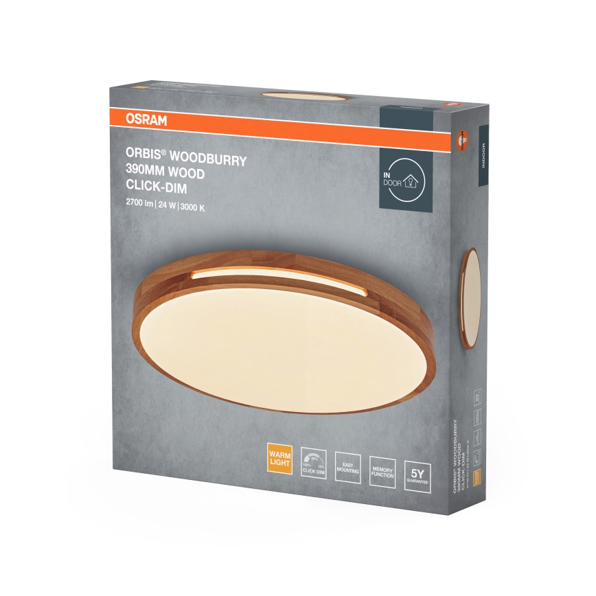 Osram - dimeriu reguliuojamas LED lubų šviestuvas ORBIS WOODBURRY LED/24W/230V, skersmuo 39 cm, smėlio spalvos