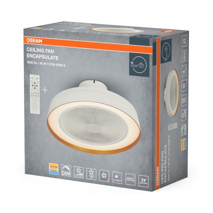 Osram - dimeriuojamas LED lubinis šviestuvas su ventiliatoriumi CEILING FAN LED/49W/230V 2700-6500K balta/auksinė + nuotolinis valdymas