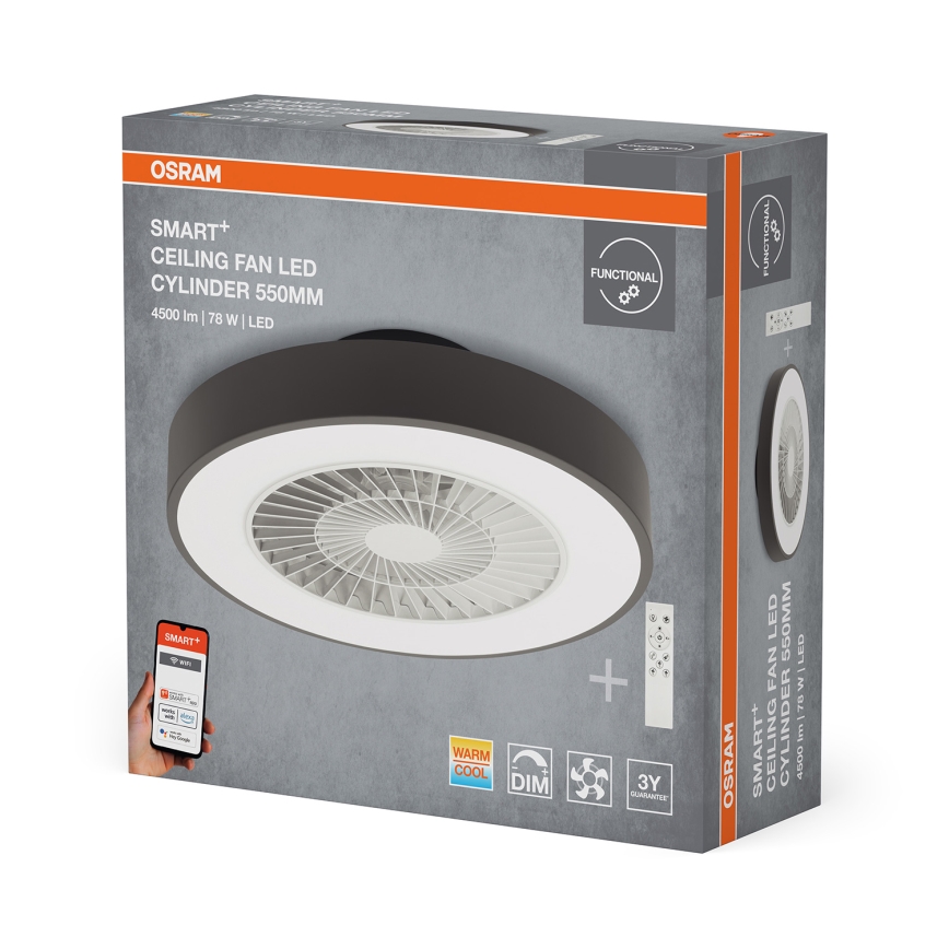 Osram - Reguliuojamas LED lubinis šviestuvas su ventiliatoriumi SMART+ LED/78W/230V 3000-6500K Wi-Fi + nuotolinio valdymo pultas