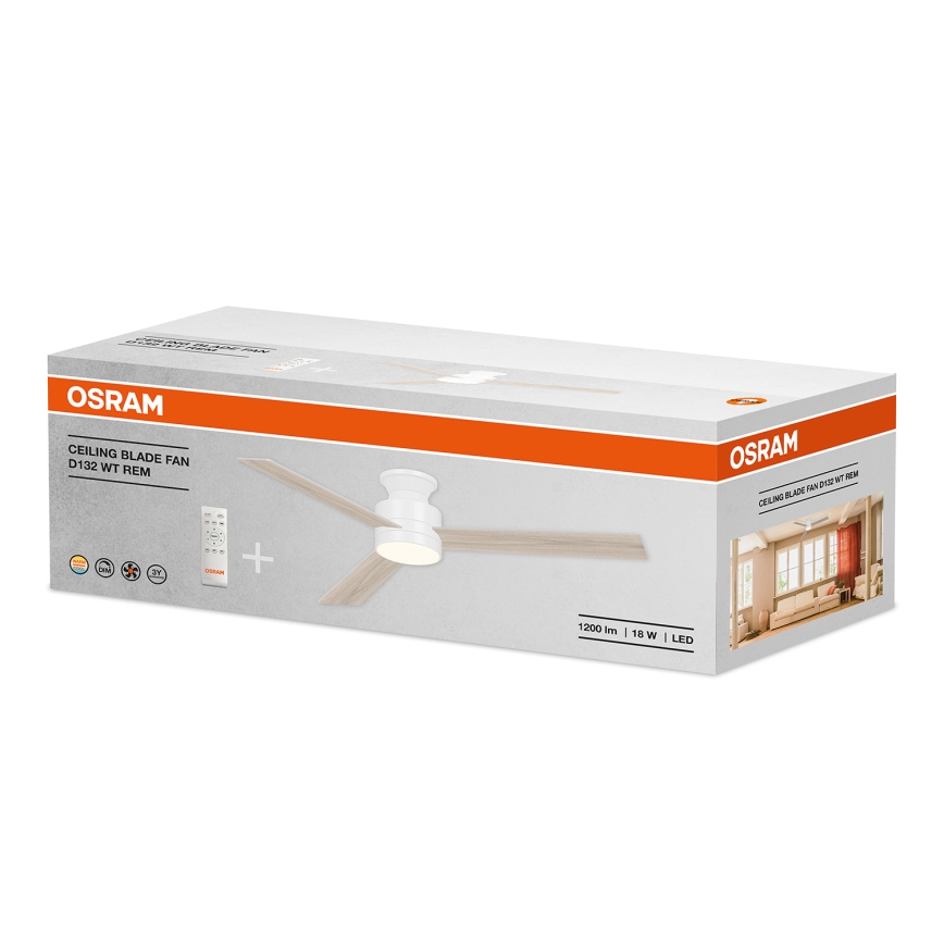 Osram - reguliuojamas LED lubinis ventiliatorius BLADE LED/18W/230V 3000/4000/6000K + nuotolinio valdymo pultas