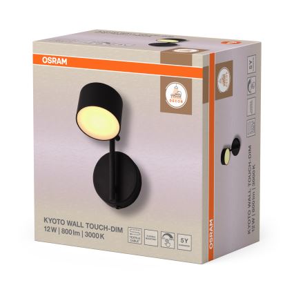 Osram - reguliuojamas LED sieninis jutiklinis šviestuvas DECOR KYOTO LED/12W/230V CRI 90 juodas