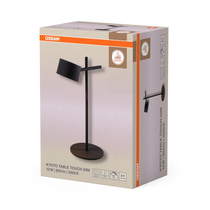 Osram - LED dimeriuojama jutiklinė stalinė lempa DECOR KYOTO LED/12W/230V CRI 90 juoda