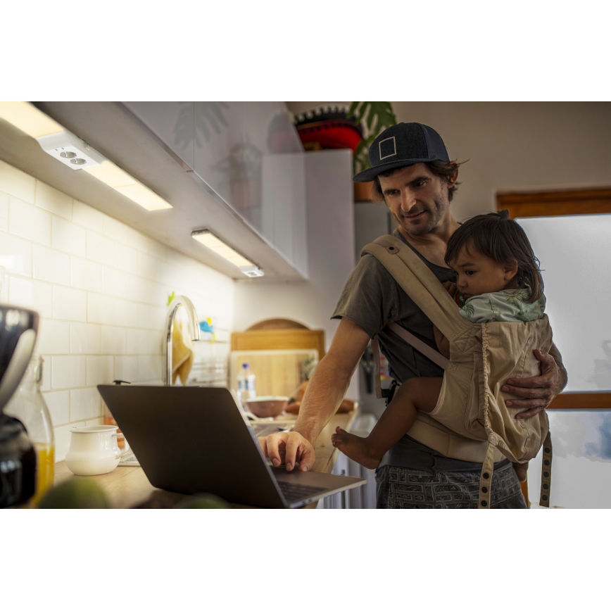 Osram - po spintelės montuojamas dimeriuojamas LED šviestuvas su lizdomis UNDERCABINET LED/10W/230V 3000K 54,8 cm baltas