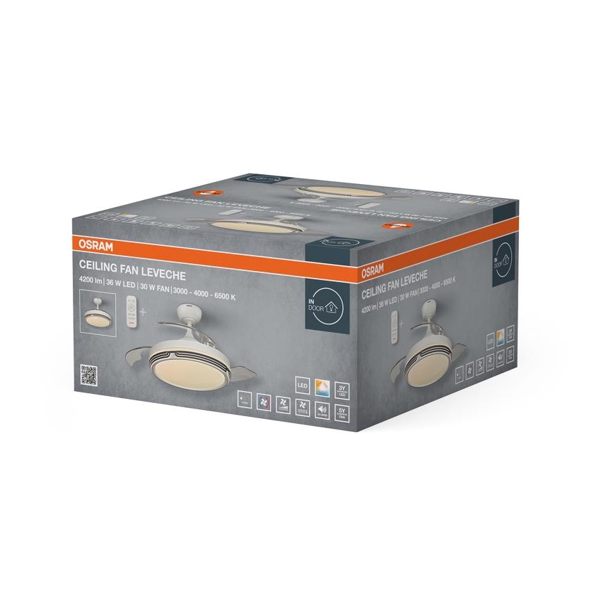 Osram - LED reguliuojamo ryškumo lubinis šviestuvas su ventiliatoriumi LEVECHE LED/36W/230V 3000/4000/6500K + nuotolinis valdymas